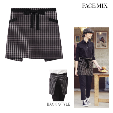 チェック柄ショートエプロン