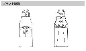  デニム胸当てエプロン（ステッチ）のプリントサイズ