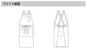  バッククロス胸当てエプロン（ストライプ）のプリントサイズ