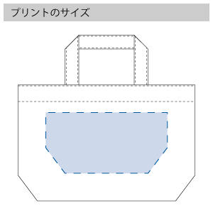ウォッシュキャンバストート(S)のプリントサイズ