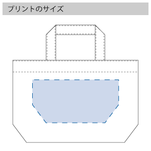 ウォッシュキャンバストート（S）のプリントサイズ