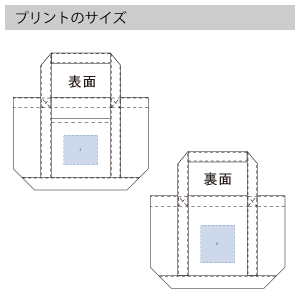 キャンバスライントート(S)のプリントサイズ