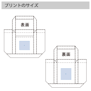 キャンバスライントート（S）のプリントサイズ