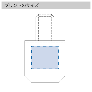 オーガニックコットンバッグ（M)のプリントサイズ