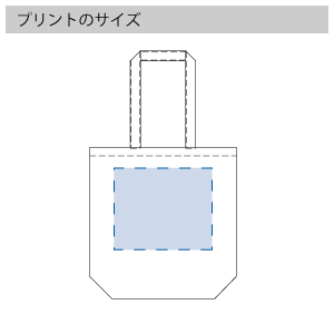 オーガニックコットンバッグ(M)のプリントサイズ