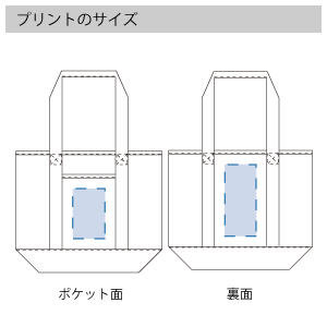 オーガニックコットンキャンバスライントートのプリントサイズ