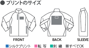 ソフトシェルジャケットのプリントサイズ