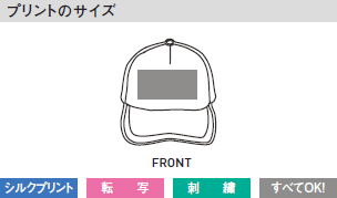 イベントホワイトメッシュキャップのプリントサイズ