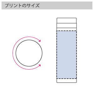 スリムサーモステンレスボトル500mlのプリントサイズ