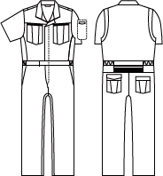 半袖つなぎ服(ポリエステル)のプリントサイズ