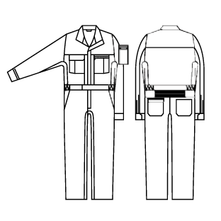 つなぎ服(脇メッシュ)のプリントサイズ