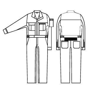 つなぎ服（脇メッシュ）のプリントサイズ