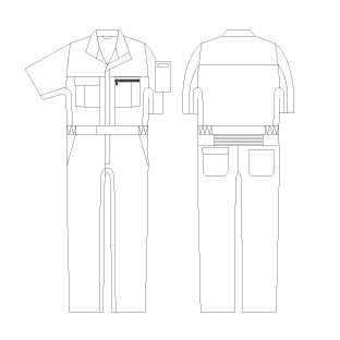 つなぎ服(脇メッシュ半袖)のプリントサイズ