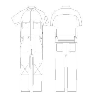 半袖つなぎ服(綿)のプリントサイズ