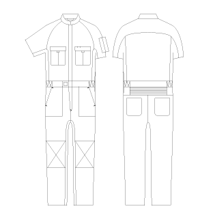 半袖つなぎ服（綿）のプリントサイズ