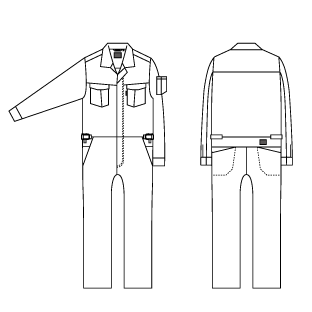 つなぎ服（ヘリンボーン）のプリントサイズ