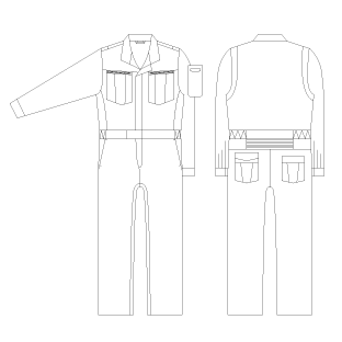 つなぎ服(ポリエステル)のプリントサイズ