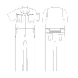 半袖つなぎ服(ポリエステル)のプリントサイズ