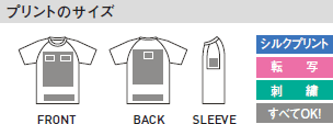 カラーブロックTシャツのプリントサイズ