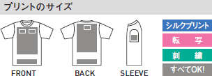ハニカムメッシュTシャツのプリントサイズ