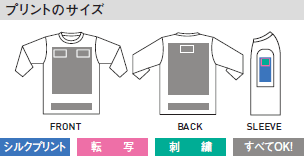 5分袖Tシャツのプリントサイズ